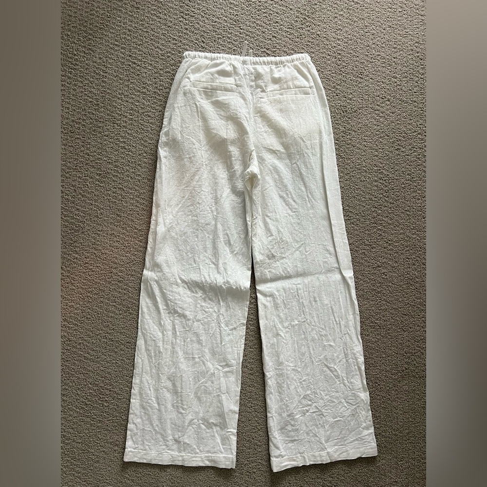 Girls White Linen Pants - Picture 2 of 4